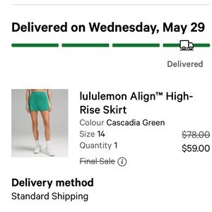 Lulu Lemon High Rise Skort Cascadia Green